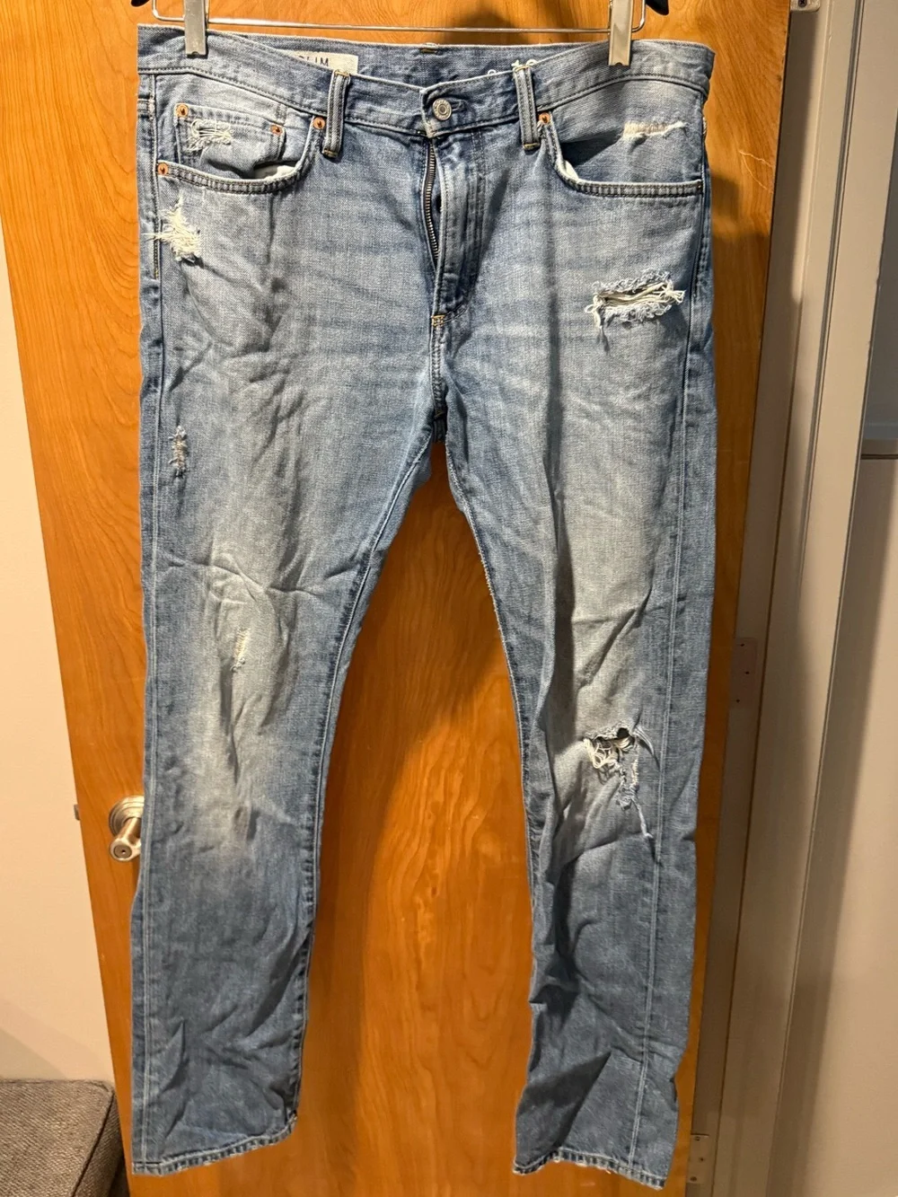 GAP 1969 Light Blue Slim Straight Ripped Jeans